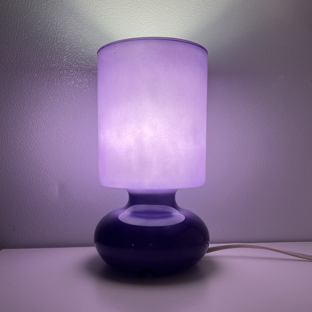 Vtg Ikea Lykta Table Lamp Purple Glass Halloween Discontinued Mid Century Retro